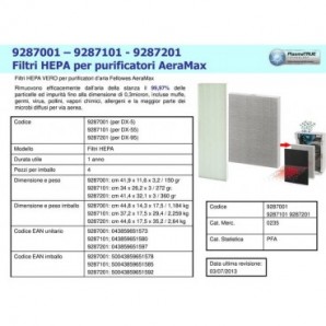 Filtri HEPA Vero per purificatori d'aria Fellowes AeraMax DX95 Conf. 2 pezzi - FW9287201