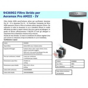 Filtri ibridi HEPA vero/Carbone attivo per Fellowes Aeramax Pro da 50 mm - nero conf. 2 pezzi - 9436902