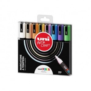 Marcatore a tempera inchiostro pigmentato Uni Posca 1,8-2,5 mm colori assortiti pastello cf. 8 pz - M PC5MP 8P
