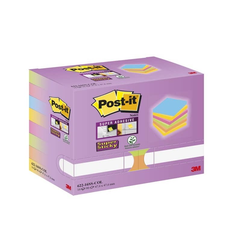 Foglietti riposizionabili Post-it® Super Sticky Color Notes 47,6x47,6 mm