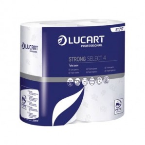 Carta igienica 4 veli Lucart Strong Elite - rotolo da 140 strappi 9,6x 13,5 cm bianco - Conf. 4 rotoli - 811717