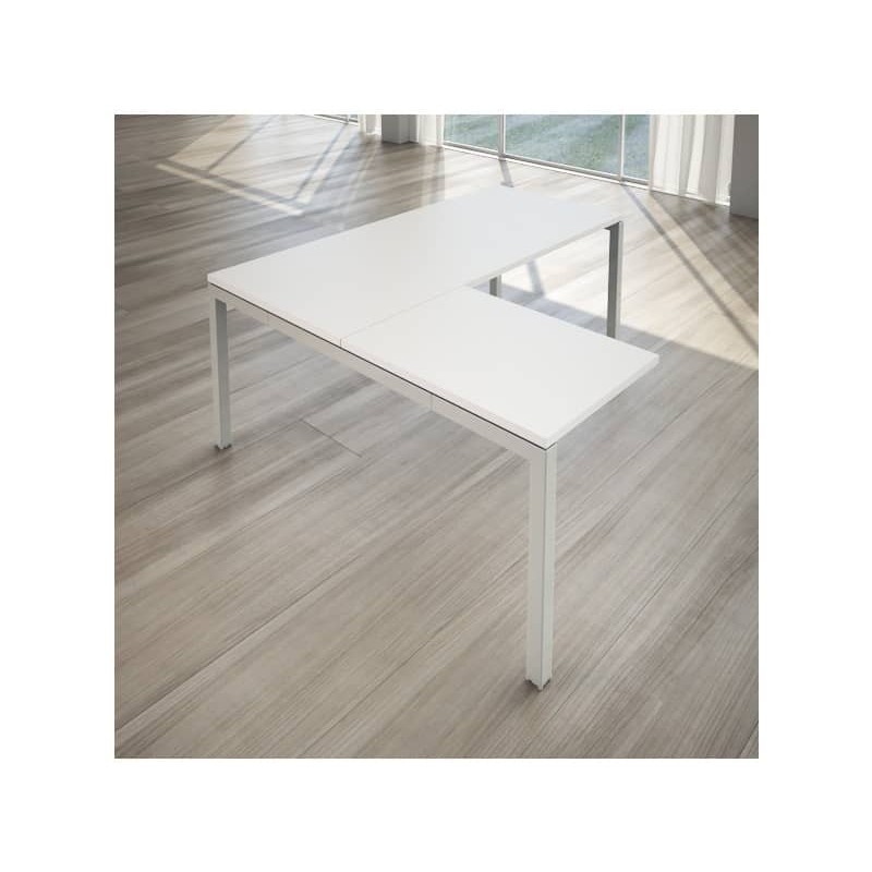 Scrivania ad angolo LineKit Swing 5050 160x160xH.75 cm - piano bianco -