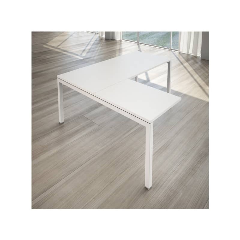 Scrivania ad angolo LineKit Swing 5050 160x160xH.75 cm - piano bianco -