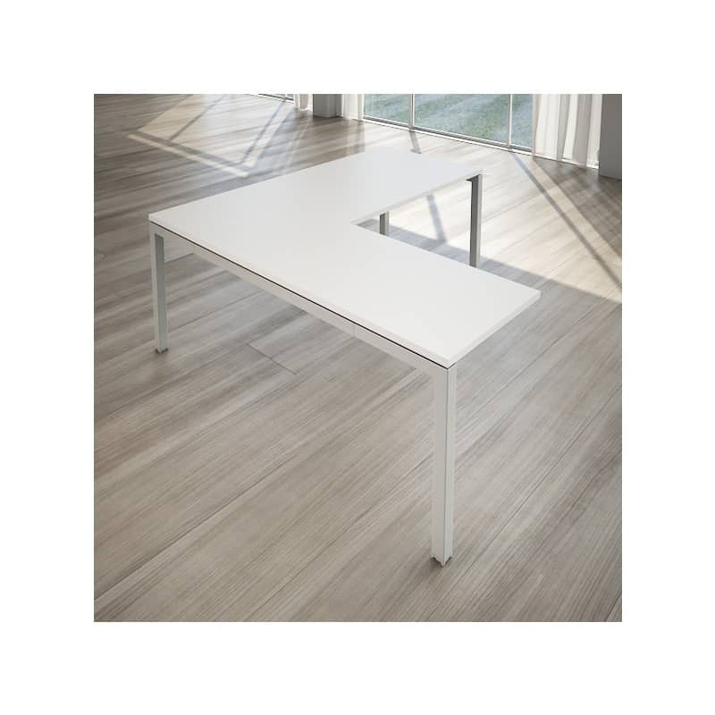 Scrivania ad angolo LineKit Swing 5050 180x160xH.75 cm - piano bianco -