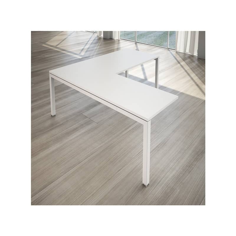 Scrivania ad angolo LineKit Swing 5050 180x160xH.75 cm - piano bianco -