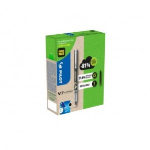 Roller Pilot Hi-Techpoint V7 Begreen 0,7 mm nero Green Pack 10 penne + 30