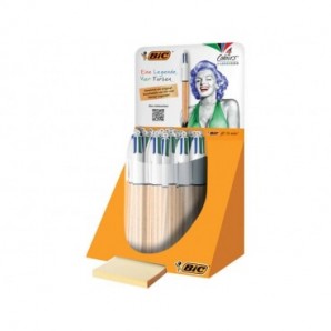 Penna a sfera a scatto BIC 4 Colours Shine fusto oro texturizzato - assortiti