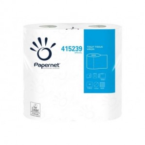 Carta igienica fascettata Papernet 2 veli 190 strappi - in pura cellulosa - formato hotel - Conf. 4 pz - 415239