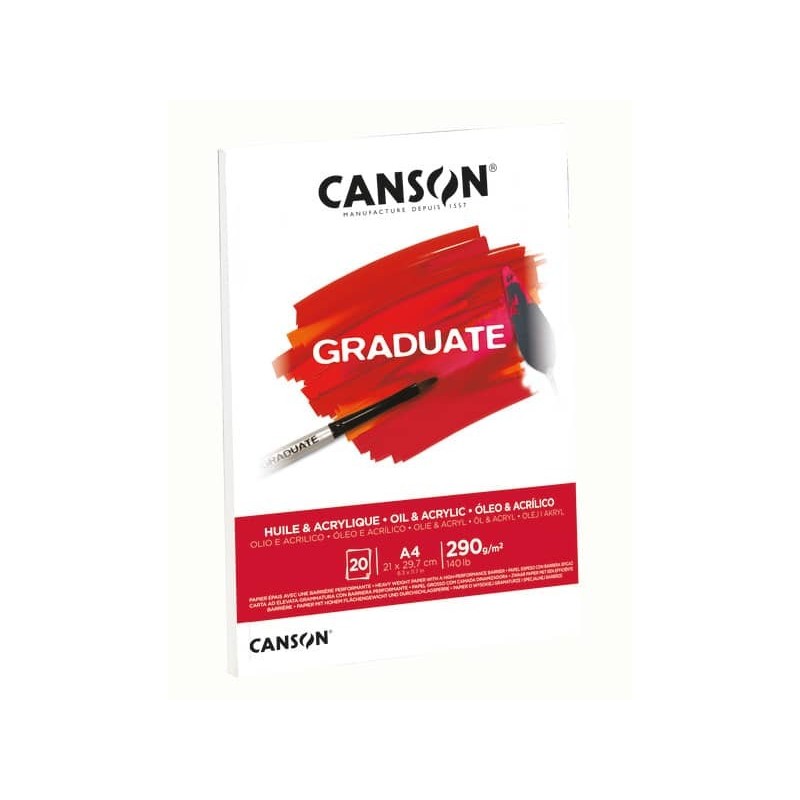 Blocco da disegno Canson per olio e acrilico bianco 290 g/m² A4 - 10 fogli  C400110380