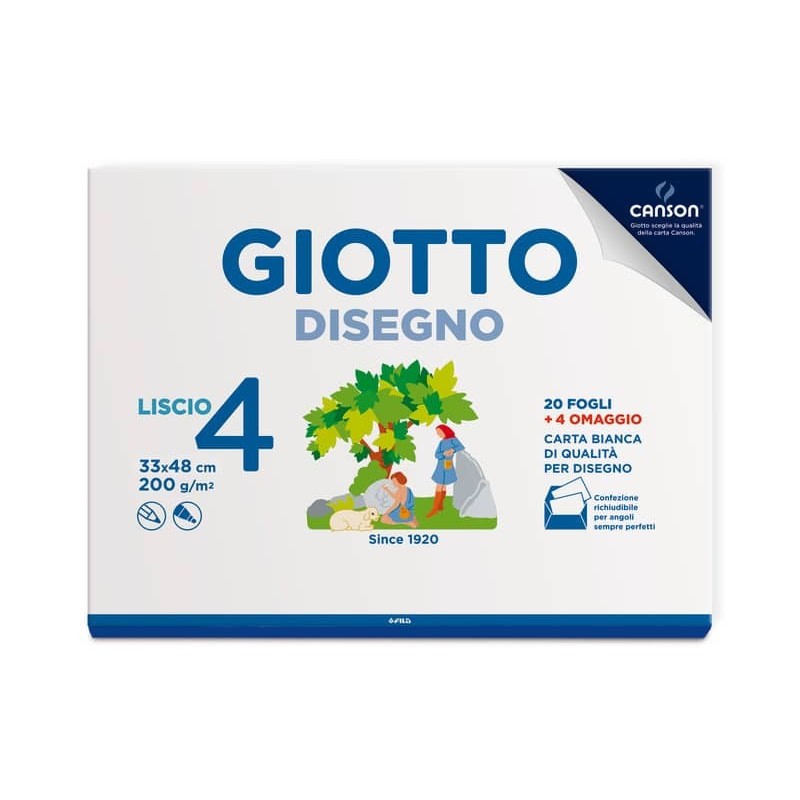 Album da disegno Giotto Disegno 4 200 g - 33x48 cm liscio 24 fogli 583700