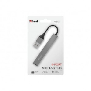 Hub Mini USB 2.0 a 4 porte in alluminio Trust grigio 23786