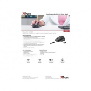 Mouse ergonomico ricaricabile wireless Trust OZAA ricevitore USB A 2.0 - portata 10 m - nero - 23812