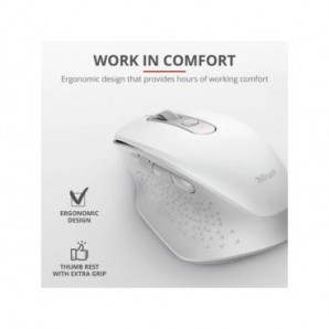Mouse ergonomico ricaricabile wireless Trust OZAA bianco - Prontoffice