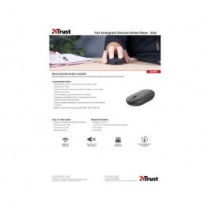 Mouse ultrasottile wireless ricaricabile Trust Puck h. 2,7 cm - ricevitore USB A