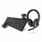 Set 4-in-1 Home Office Trust QOBY nero tastiera wireless + mouse wireless + webcam HD + cuffie over-ear - 24041