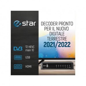 Ricevitore digitale terrestre eSTAR  T2 618 UHD - DVBT-2 RJ45 nero -