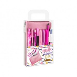 Set penne BIC Pink & Purple - trousse rosa metallizzato - modelli e colori