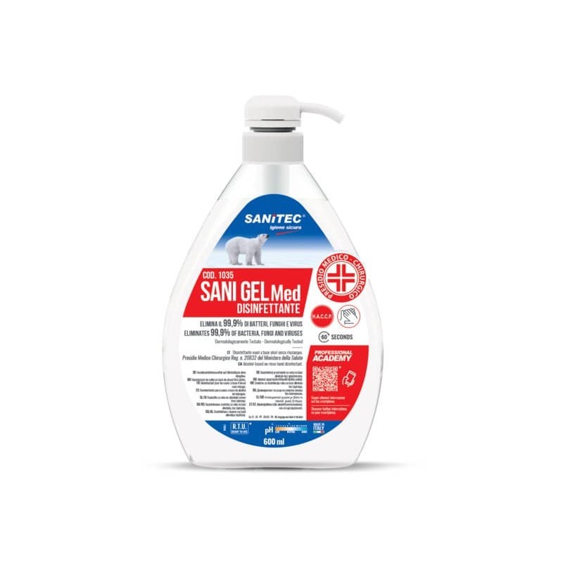 Disinfettante mani a base alcol senza risciacquo Sani Gel MED Sanitec 600 ml