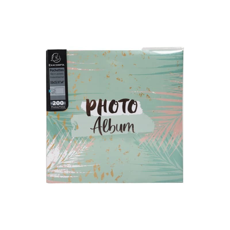 Album portafoto con tasche per 200 foto Exacompta Pastel Tropic 22,5x22 cm  - verde - 62222E