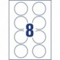Badge adesivi per tessuti rotondi Avery Ø 65 mm - 8 et/foglio - stampanti inkjet Conf. 20 fogli - J4881-20