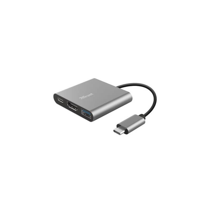 Adattatore USB-C Trust DALYX 3 - multiporta 3-in-1 HDMI, USB-A e USB-C alluminio - 23772