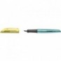 Penna stilografica Stabilo Flow Cosmetic - 0,5 mm - inchiostro blu - fusto giallo/azzurro metallizzato - 5072/5-41