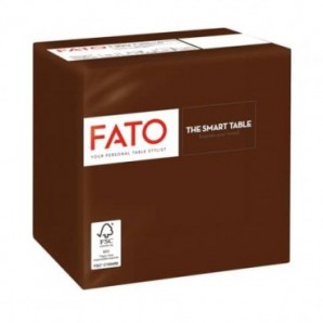 Tovaglioli piegati 2 veli Fato Smart Table pura cellulosa 24x24 cm cioccolato conf. 100 pezzi - 82546003