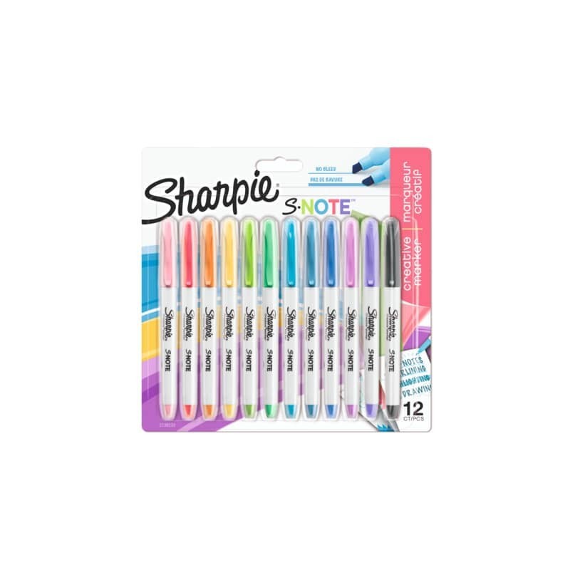 Pennarelli creativi Sharpie S-Note - punta a scalpello flessibile - assortiti confezione da 12 pezzi - 2138233