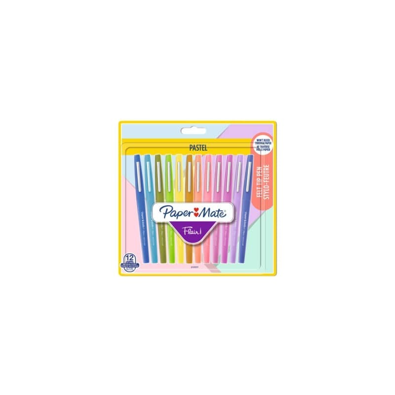 Penne punta fibra Paper Mate Flair/Nylon pastel 1.1 M - tratto 0,7 mm - assortiti blister da 12 pezzi - 2137277