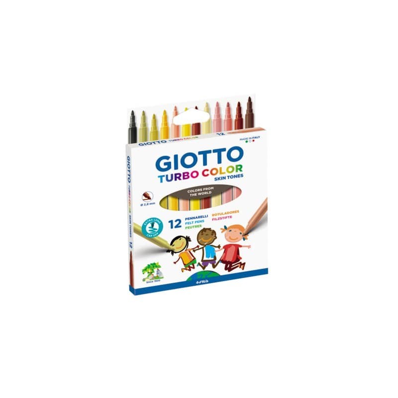 Pennarelli Giotto Turbo Color Skin Tones punta fine in fibra 2,8 mm colori assortiti - conf. 12 pezzi - 526900