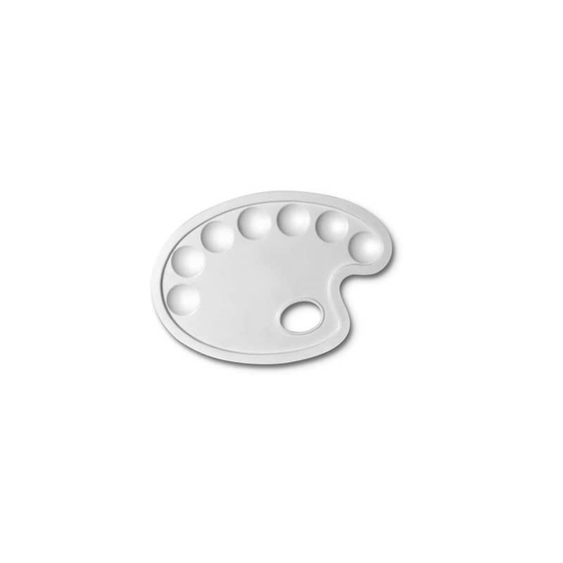 Tavolozza ovale CWR - bianca - plastica 7 scomparti - 24x17 cm 184