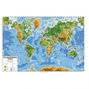 Carta geografica plastificata - 100x140 cm CWR planisfero 06997