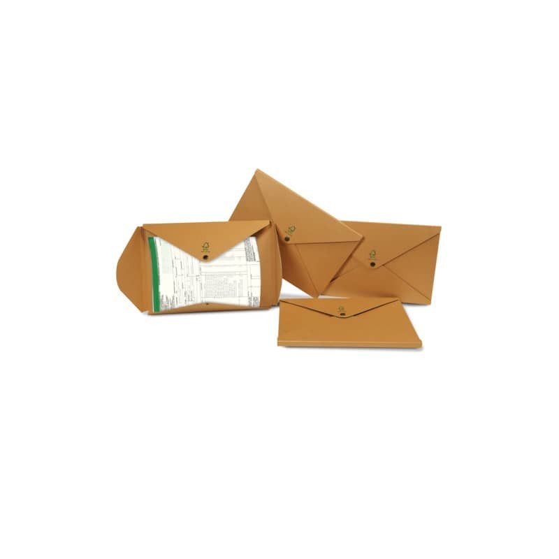 Cartellina a busta con bottone in cartoncino ecologico Euro-Cart - 24x34 cm - avana - XECOBUSTA