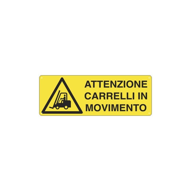 Cartello di pericolo 35x12,5 cm Cartelli Segnalatori ''Attenzione carrelli in movimento'' - E1753K