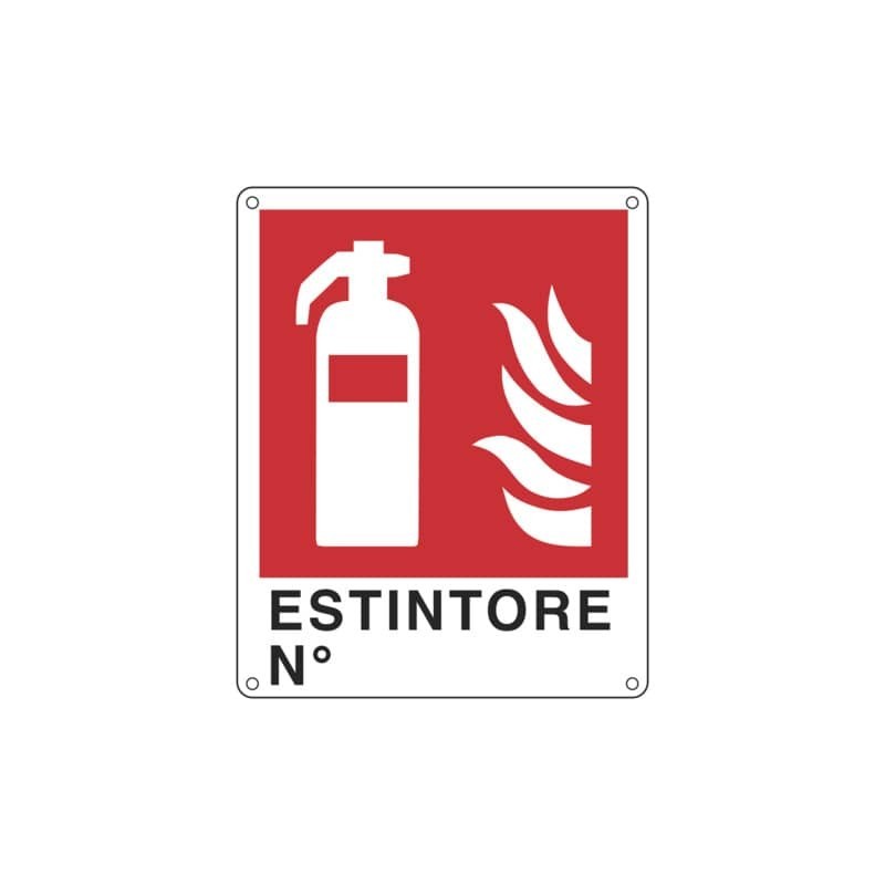 Cartello antincendio 25x31 cm Cartelli Segnalatori ''Estintore N°'' E20150X