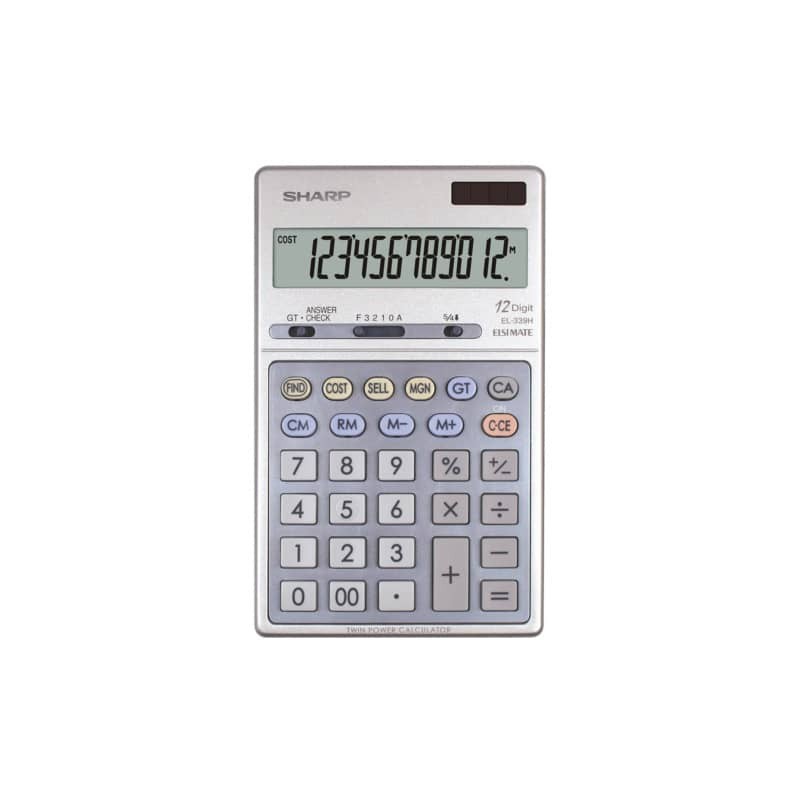 Calcolatrice da tavolo EL-339H - display LCD a 12 cifre - solare o batteria Sharp grigio