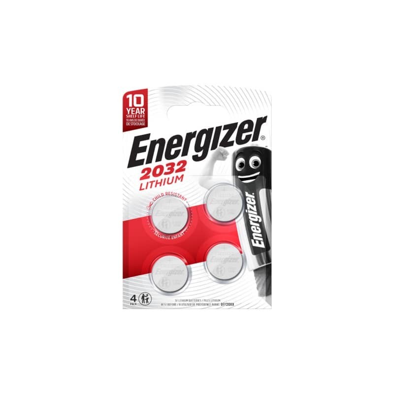 Batterie al litio a bottone Lithium BP4 3V Conf. 4 pz rossa Energizer CR2032 E300830100