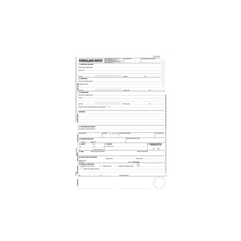 EC Formulario di identificazione rifiuti trasportati 4 copie autoricalcanti - conf. 250 fogli - 12x24 cm data ufficio