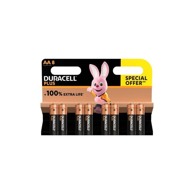 Batterie alcaline Duracell Plus100 Stilo AA - MN1500 - blister da 8 - DU0111