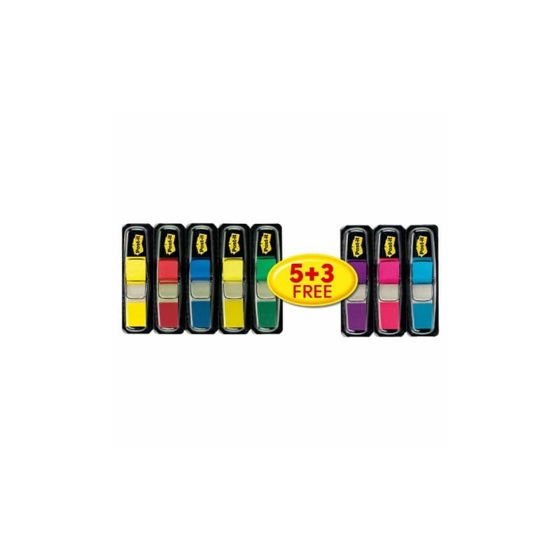 Segnapagina Post-it® Index Mini 683 con dispenser - Value pack 5+3 assortiti - 683-5+3