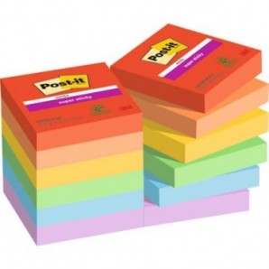 Foglietti Post-it® Super Sticky Playful conf. 12 blocchetti da 90 ff - 47,6x47,6 mm - 622-12SS-PLAY