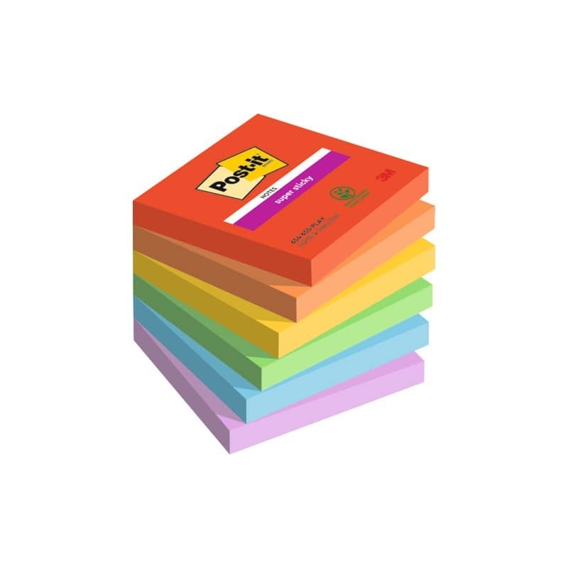 Foglietti Post-it® Super Sticky Playful conf. 6 blocchetti da 90 ff - 76x76 mm - 654-6SS-PLAY