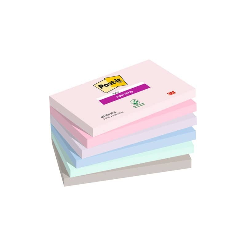 Foglietti Post-it® Super Sticky Soulful conf. 6 blocchetti da 90 ff - 76x127 mm - 655-6SS-SOUL