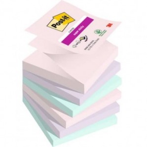 Ricariche di foglietti Post-it® Super Sticky Z-Notes Soulful - conf. 6 blocchetti 90 ff 76x76 mm R330-6SS-SOUL
