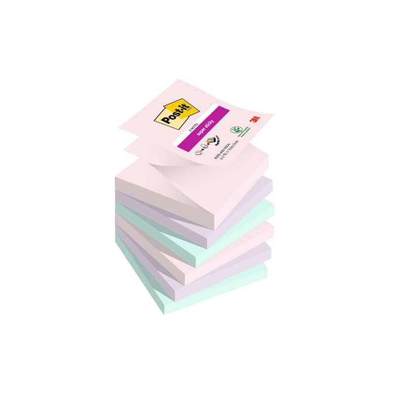 Ricariche di foglietti Post-it® Super Sticky Z-Notes Soulful - conf. 6 blocchetti 90 ff 76x76 mm R330-6SS-SOUL