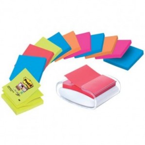 Dispenser ricaricabile trasparente PRO per Post-it® Z-Notes + 12 blocc. 76x76mm assortiti PRO-W-12SSCOL-R330