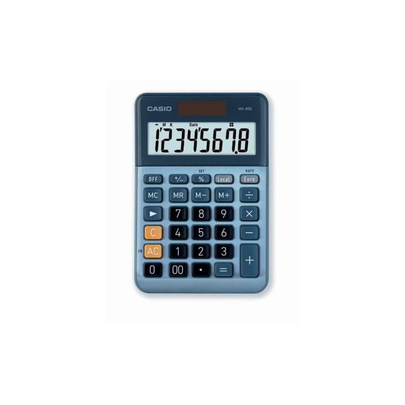 Calcolatrice da tavolo Casio MS-80E-W-EP - grigio - solare e batteria display 8 cifre - MS-80E-W-EP