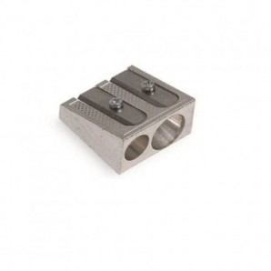 Temperamatite Lebez in lega di alluminio con lama in acciaio a due fori grigio - confezione 20 pezzi - 020