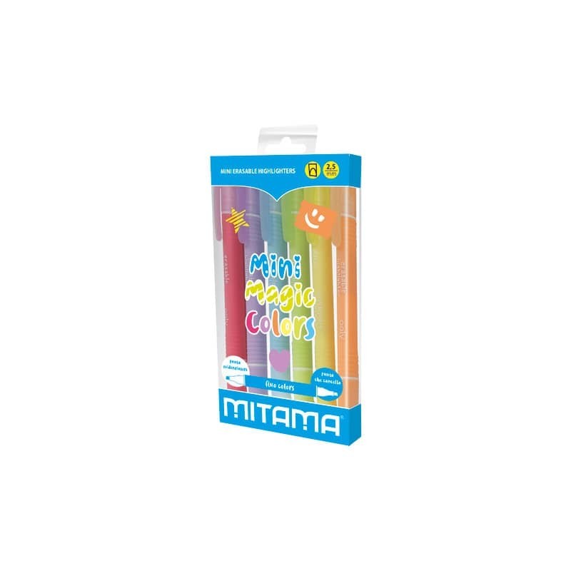 Evidenziatore cancellabile Mitama Mini Magic Colors - doppia punta colori assortiti - conf. 6 pezzi - 62573