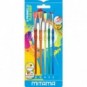 Pennelli piatti e tondi Mitama Fluo grip colori e misure assortiti - conf. 5 pezzi - 62862